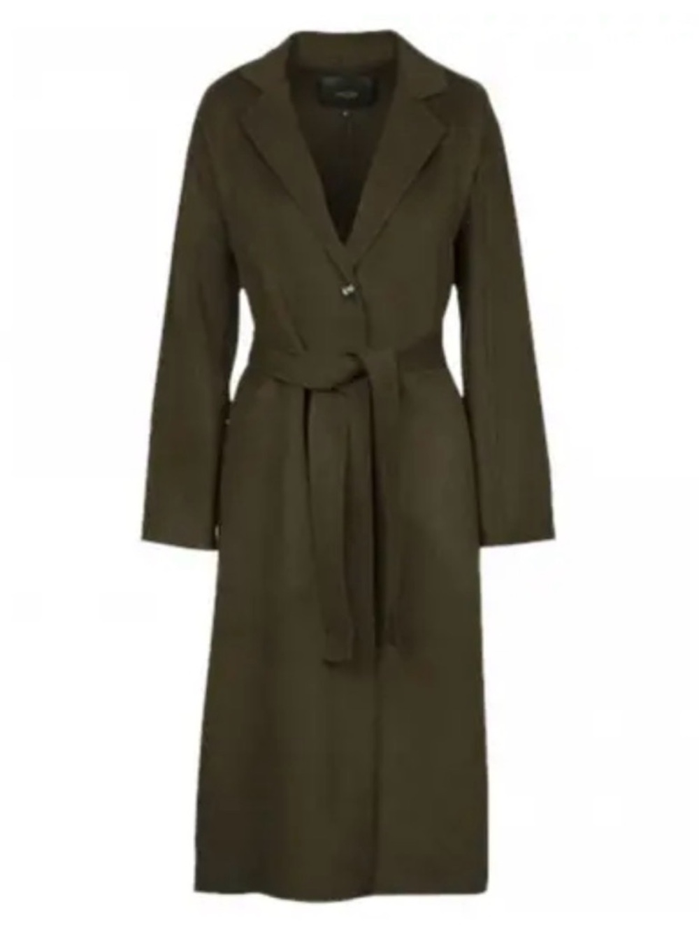 Maje Wool Coat with Button Detail in the color Khaki